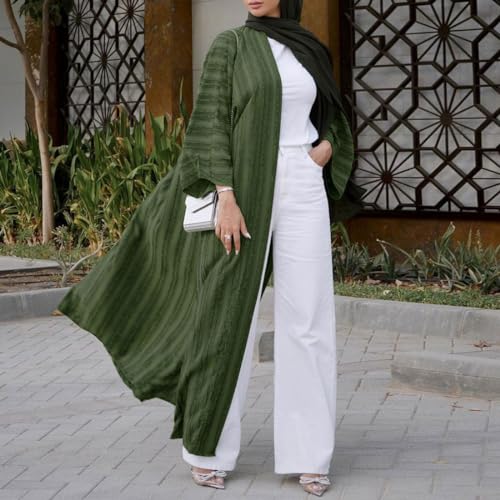 OBEEII Women's Muslim Clothing Long Sleeve Open Front Abaya Cardigan with Hijab Kimono Abaya Turkey Dubai Kaftan Dress3