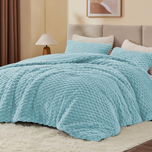 Image of BEDELITE Fluffy Twin Comforter Set - Dusty Blue Fleece Soft Comforter for Twin Size Bed, Luxury Warm Bedding Set for Winter, Fuzzy Bed Set 2 Pieces (1 Comforter, 1 Pillowcase)