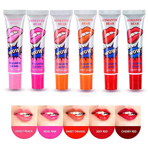 Waterproof Long Lasting Tattoo Magic WOW! Color Peel Off Mask Tint Lip Gloss 6 Colors