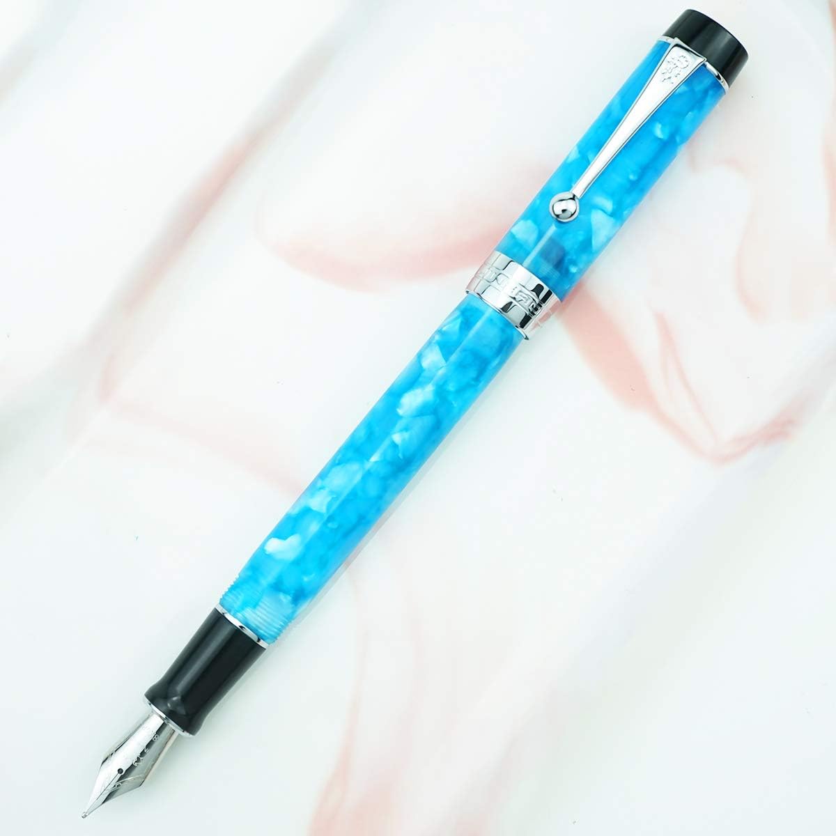 Jinhao 100 Fountain Pen Celluloid Classic Style, #6 Nib Smooth Writing Instrument with Refillable Converter and Pen Case Set