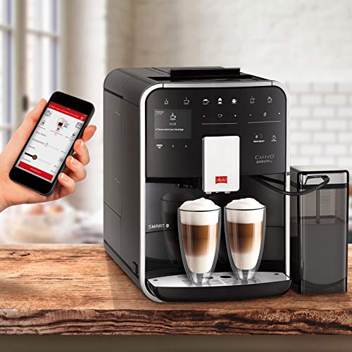 Melitta Caffeo Barista TS Smart F850-102, Kaffeevollautomat mit Milchbehälter, Smartphone-Steuerung mit Connect App, One Touch Funktion, Schwarz