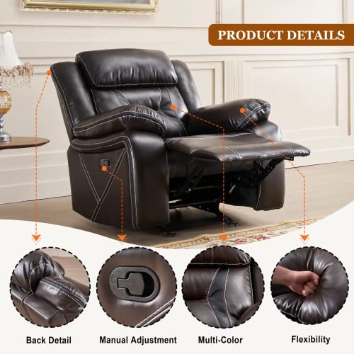 Sillón reclinable de cuero sintético marrón miniatura 6