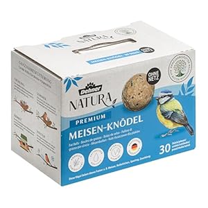 Dehner Natura Premium Meisenknödel ohne Netz, ganzjähriges Wildvogelfutter proteinreich / energiereich, Vogelfutter für Wildvögel, 30 Stück je 90 g (2.7 kg), Karton aus FSC-zertifizierter Produktion