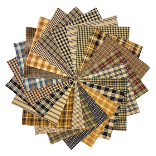 40 Primitive Charm Pack, 5 inch Precut Cotton Homespun Fabric Squares by JCS