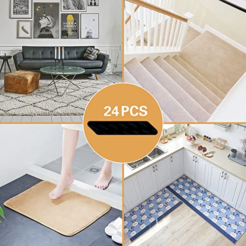Sillaff 24 Pcs Rug Pads Grippers, Non Slip Grippers For Rug,Washable And Reusable Rug Tape For Area Rugs Make Corner Flat And Easily Remove(Black) #TOP4