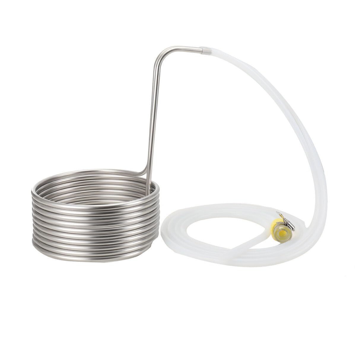 Chiller Eintauchkühler - Wasserkühlspirale, Würzekühler, schnelle Abkühlung der Biermaische, 100 °C auf Raumtemperatur in 30 Minuten, Edelstahl, 23 cm Ø, 10 Kühlschleifen, silber