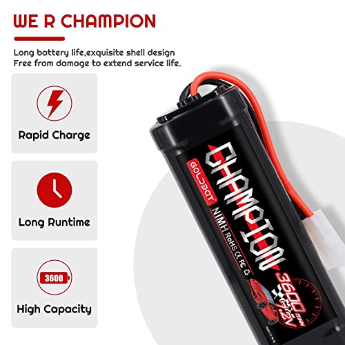 GOLDBAT 7.2V NiMH Battery 3600mAh 7.2V RC NiMH Battery with Tami ya Plug for RC Car RC Boat RC Truck Tami ya Associated Remote Control Models 2packs - Image 6