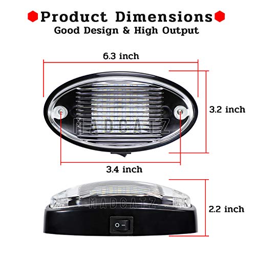 image for (Pack of 4) MADCATZ 6.3” Cool White Light 24 LED 2835 SMD Oval Exter