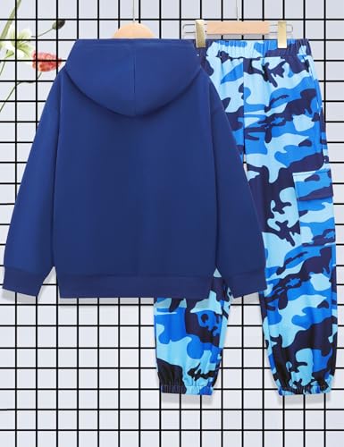 Boys Clothes Long Sleeve Hooded Sweatshirt Top Camouflage Sweatpants Fall Winter Kid Outfits Set 6-14T