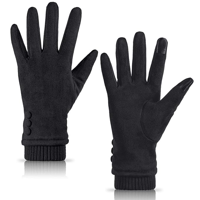 Image of Tomorrow Winter Gloves for Women, Cold Weather Suede Gloves, Touchscreen Gloves for Women, Gloves for Cold Weather and Outdoor Activities,Plush lined gloves, Thermal winter gloves