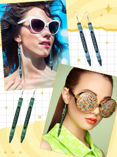 16 Set 3D Crayon Earrings for Teacher Halloween Cosplay Accessory Funny Crayon Earrings for Halloween Teachers Appreciation Day Back to School Creative Jewelry Gifts4