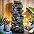 SunJet 40in Outdoor Water Fountain with LED Lights - 4-Tier Polyresin Rock Water Fountain for Home Garden, Yard, Patio, Deck Decor - Soothing Tranquility Floor-Standing Fountain