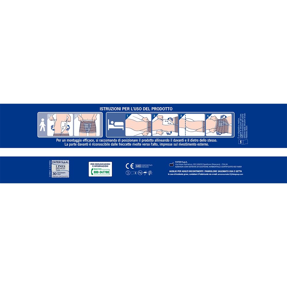 Lines Specialist Classic, Pannoloni Sagomati Assorbenti per Incontinenza Donna e Uomo, elevata Assorbenza, 4 Confezioni da 30 Unità