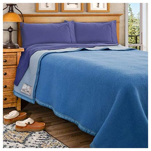 Poyet Motte Aubisque 500GSM Heavyweight 100-Percent Wool Blanket (King, Blue/Lt Blue)