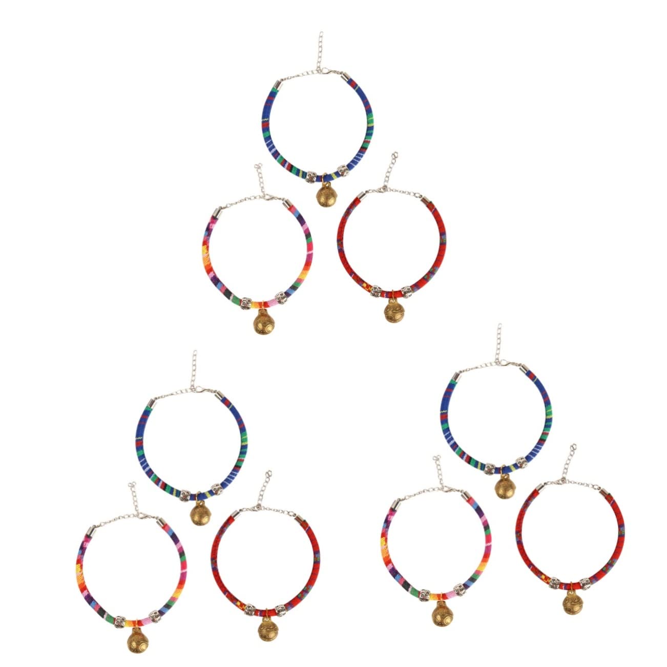 Collares étnicos para mascotas ajustables pack de 3 collares de algodón cómodos con cascabeles