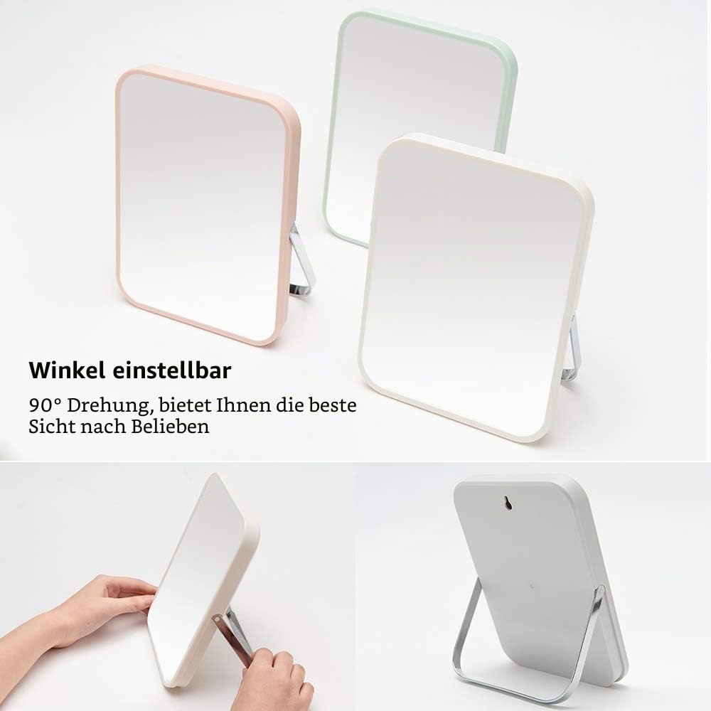 YEAKE Tisch-/Schreibtisch-Make-up-Spiegel, 20,3 cm, tragbarer Klappspiegel mit Metallständer, um 90 ° verstellbar, Tavel-Make-up-Spiegel, hängend, Badezimmer für Dusche, Rasur (grau)