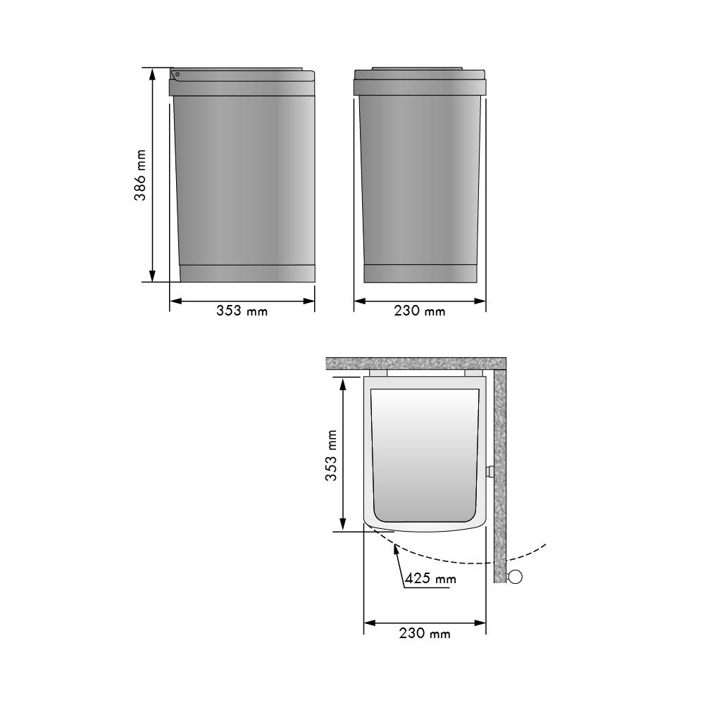 Menage Confort Pattumiera girevole 21 l in acciaio inox per mobile da cucina