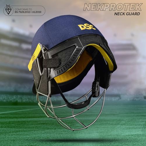 Image of DSC NEKPROTEK Neck Guard for Cricket Helmet, Color: Black, Size: Large (BSI Approved)| Material: Foam | Lightweight & Durable | Enhanced Neck Protection