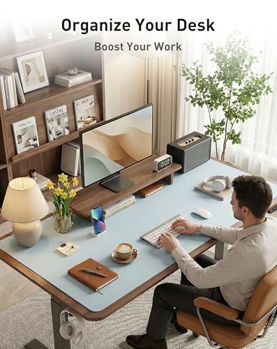 Image of Aothia Faux Leather Desk Mat - Large Mouse Pad, Non-Slip PU Leather Blotter, Waterproof Writing Surface for Office and Home (Baby Blue, 40 inch x 24 inch)