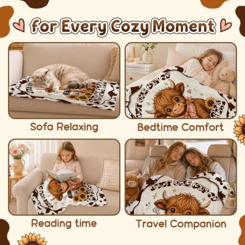 Highland Cow Throw Blanket, Fuzzy Highland Cow Print Blanket Gift40"x50" - image 5