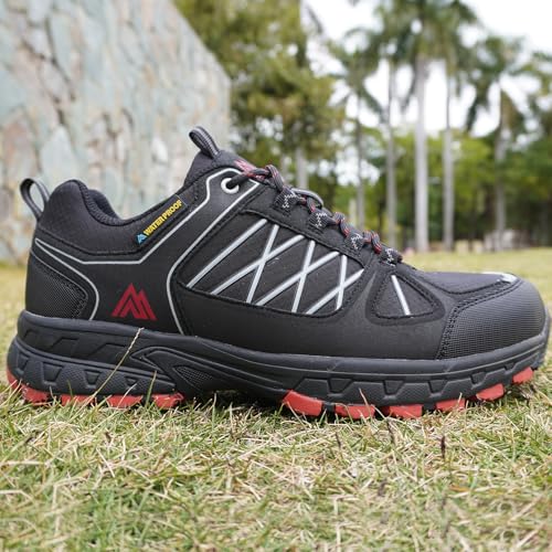 Image of Queday Mens Waterproof Lightweight Hiking Shoes | Breathable, Anti-slip Rubber outsole, Cushioned EVA midsoles, Ideal for daily trail, camping, and climbing