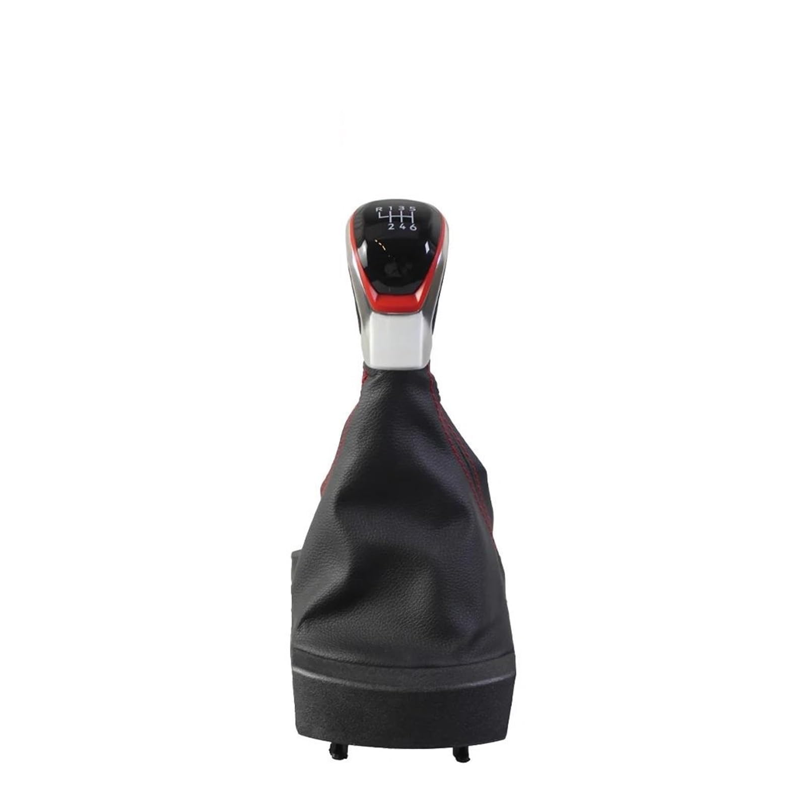 Uifcog Red Gear Shifter Knob For Seat For Ibiza 2002-2010 5/6 Speed Gear Shift Knob With Gaiter Boot Cover Interior Decorate(,For 5 Speed)