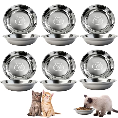 6 ciotole per gatti in acciaio inox ciotola per gatti ciotola gatto cioto-la acqua gatto ciotole per cani cioto-la acqua cane kitten umido gattini per Animali Domestici 5.6in/14.5cm (tipo A,6 pezzi)