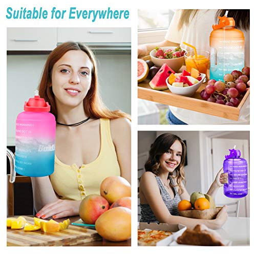 Image of QuiFit 1 Gallon Water Bottle - with Straw & Motivational Time Marker Leak-Proof BPA Free Reusable Gym Sports Outdoor Large(128OZ /73OZ) Capacity Water Jug