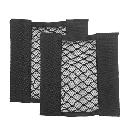 HLIWS 2 Pcak Car Storage Net Bag, Black Adhesive Mesh Cargo Net, Storage Nets, for Car Truck Trunk, Storing Garbage Bag Organizer, Kitchen Travelling Supplies (100 x 220 mm)