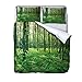 FGHYTR Zestaw podwójnej poszewki na kołdrę z zapięciem na zamek Miękka antyalergiczna mikrofibra z nadrukiem 3D Dziewiczy krajobraz leśny 140x200cm 3-częściowy z 2 poduszkami dla dzieci nastolatki dor
