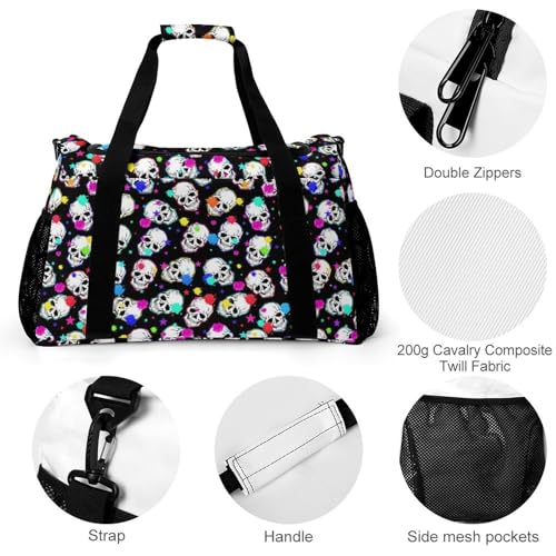 Skull Travel Duffle Bags Foldable Gym Bag Weekender Overnight Bags Carry On Beach Handbag3