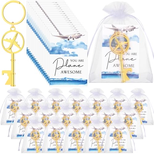 Landical 18 Sets Airplane Bottle Opener Keychains Flight Attendant Gifts