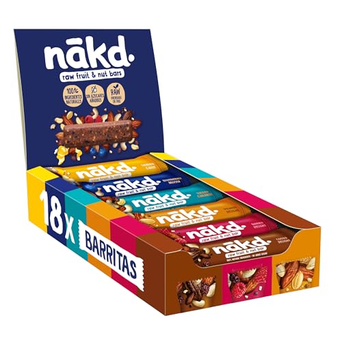Nākd. Pack Multisabores Nuevo Mix | Barritas Raw de Fruta y Frutos Secos | 100% Ingredientes Naturales | Sin Azúcar Añadido | 18 x 35g | 630g