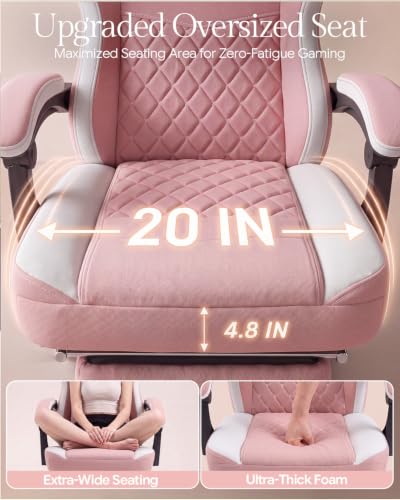 Image of Dowinx High Back Tech Fabric Gaming Chair with Wide Seat, Pink White