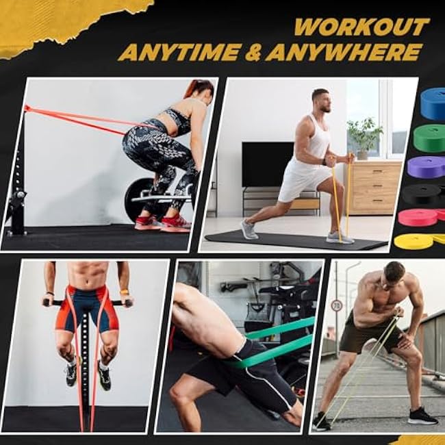 Soulchen 6 Pcs Resistance Bands Set Pull up Bands for Men Women Resistance Training with Door Anchor and Storage Bag for Physical Therapy, Muscle Training Aid, Fitness