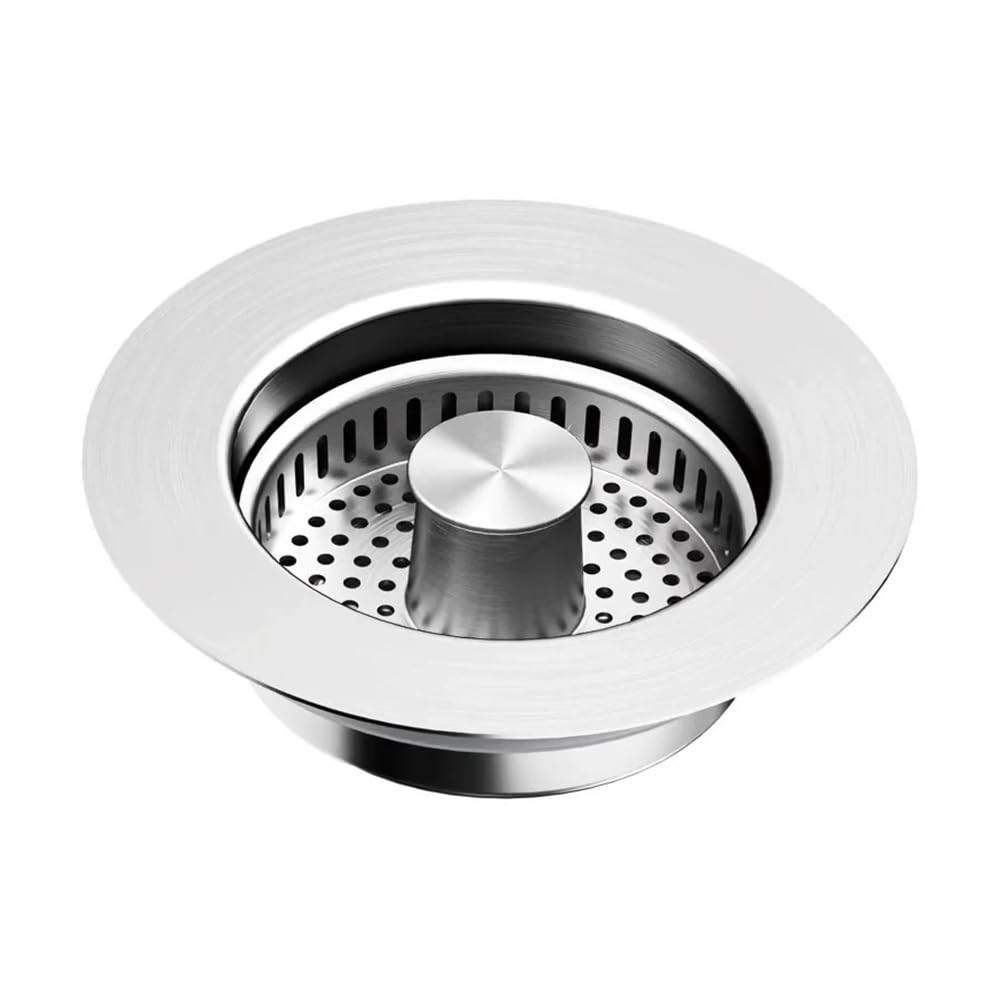 3-in-1 Kitchen Sink Drain Strainer - Stainless Steel Pop-Up Stopper & Removable Anti-Clogging Food Strainer for Kitchen Sinks
