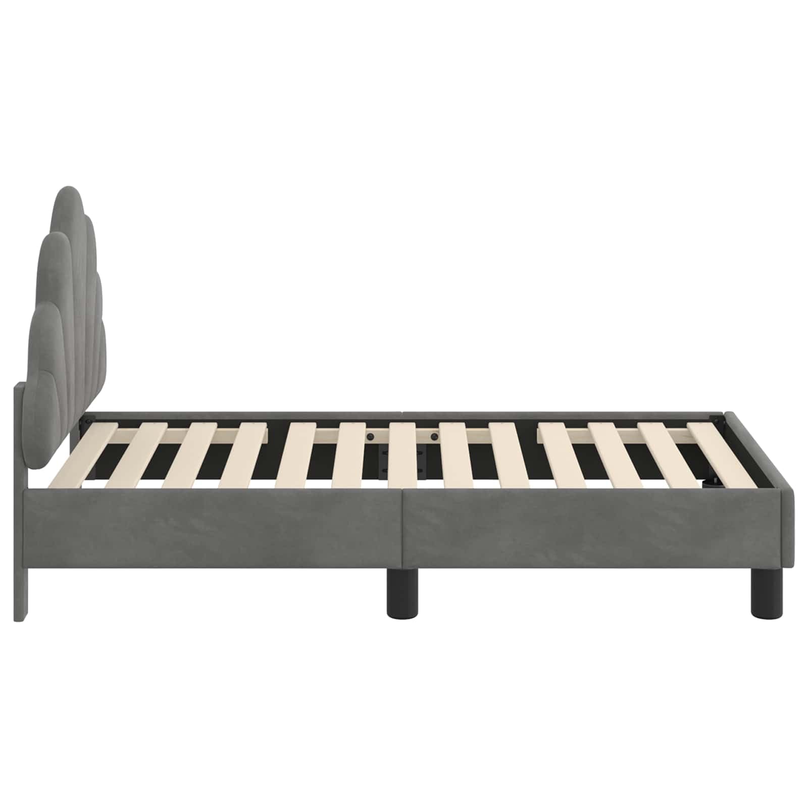 Kinderbettgestell mit Kopfteil Dunkelgrau Samt 70 x 140 cm, Holzwerkstoffrahmen mit Lattenrost, stabiles Polsterbett für Kinderzimmer, einfach zu montieren, modernes Design für Schlafzimmer