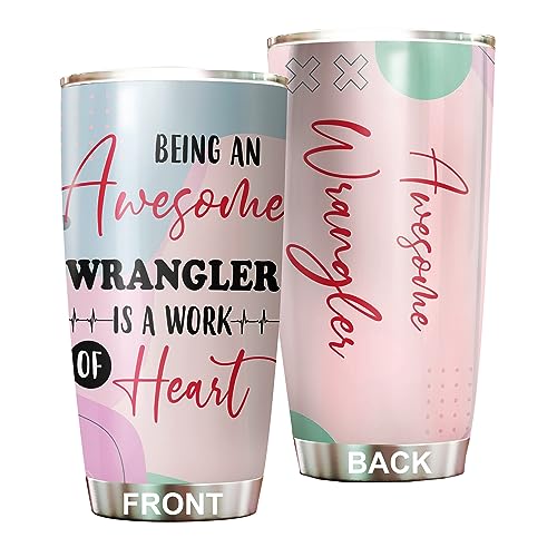MEDROC Awesome Wrangler Tumbler Stainless Steel 20oz, Funny Wrangler Gifts Bulk For Birthday Christmas, Wrangler Gifts For Men Women Office Coworker Driking Coffee Cup Humor