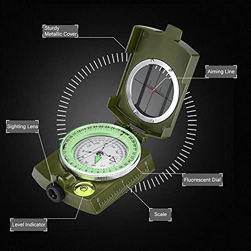 Farops Military Lensatic Sighting Compass Survival With Carrying Bag thumb #2