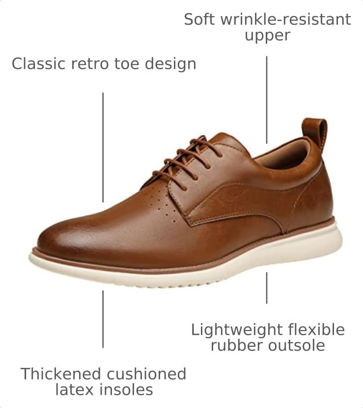 Image of Jousen Mens Dress Shoes Casual Oxfords for Wedding Party Office Church Business Formal Rubber Bottom Lightweight Sneaker Oxford Shoes for Men