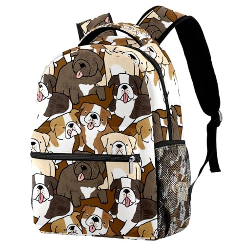 Sac à dos d'école fille et garçon avec motif bouledogue multicolore