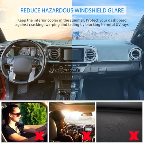 Image of Aunginsy Car Dashboard Cover Mat Compatible with Toyota Tacoma 2016-2023, Pickup Dashboard Dash Cover Nonslip Grey Mat Sun Pad Dash Carpet Sunshade Glare UV Rays Protector Car Interior Accessories