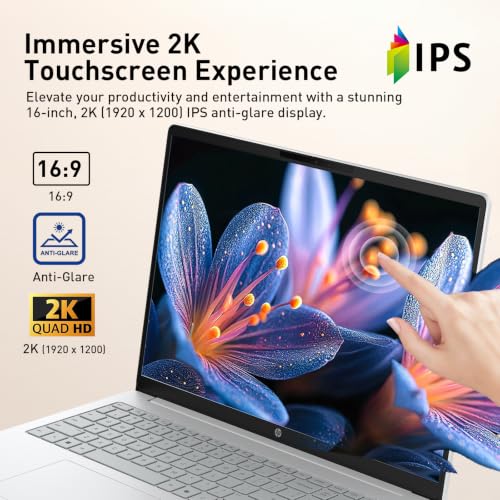 Image of HP OmniBook 3 16 inch 2K IPS Touchscreen Laptop, AMD Ryzen 5 CPU, 1TB Storage | AMD Radeon 610M Graphics, Microsoft Copilot Key, Advanced AI Noise Reduction, Win11 Home, Glacier Silver, w / Laptop Cooler