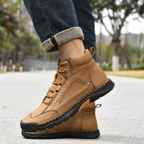 Men's Comfortable Handmade Leather Boots, Waterproof, Arch Support, Spacious Toe Box Outdoor Leather Shoes2