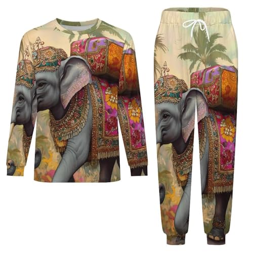 Elephant Indian Animal Mens Pajamas Set Long Sleeve Sleepwear Pjs Set Shirts And Bottoms Sleep Sets Loungwear4