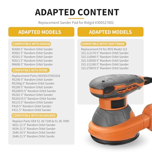 Sander Pad For Ridgid, 4 Pack 5 Inch 8 Hole Orbital