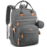 BabbleRoo Diaper Bag Backpack - Baby Essentials Travel Bag - Multi function Waterproof Diaper Bag, Travel Essentials Baby Bag with Changing Pad, Stroller Straps & Pacifier Case – Unisex, Dark Gray