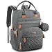 Diaper Bag Backpack, BabbleRoo Baby Nappy Changing Bags Multifunction Waterproof Travel Back Pack with Changing Pad & Stroller Straps & Pacifier Case, Unisex and Stylish (Dark Gray)