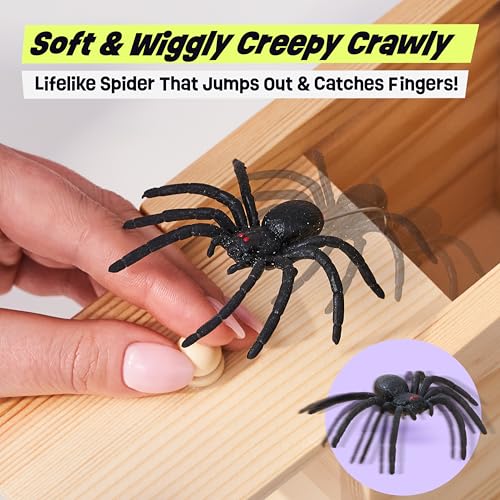 image for FunFamz The Original Spider Prank Box- Funny Wooden Box Toy Spider Pra