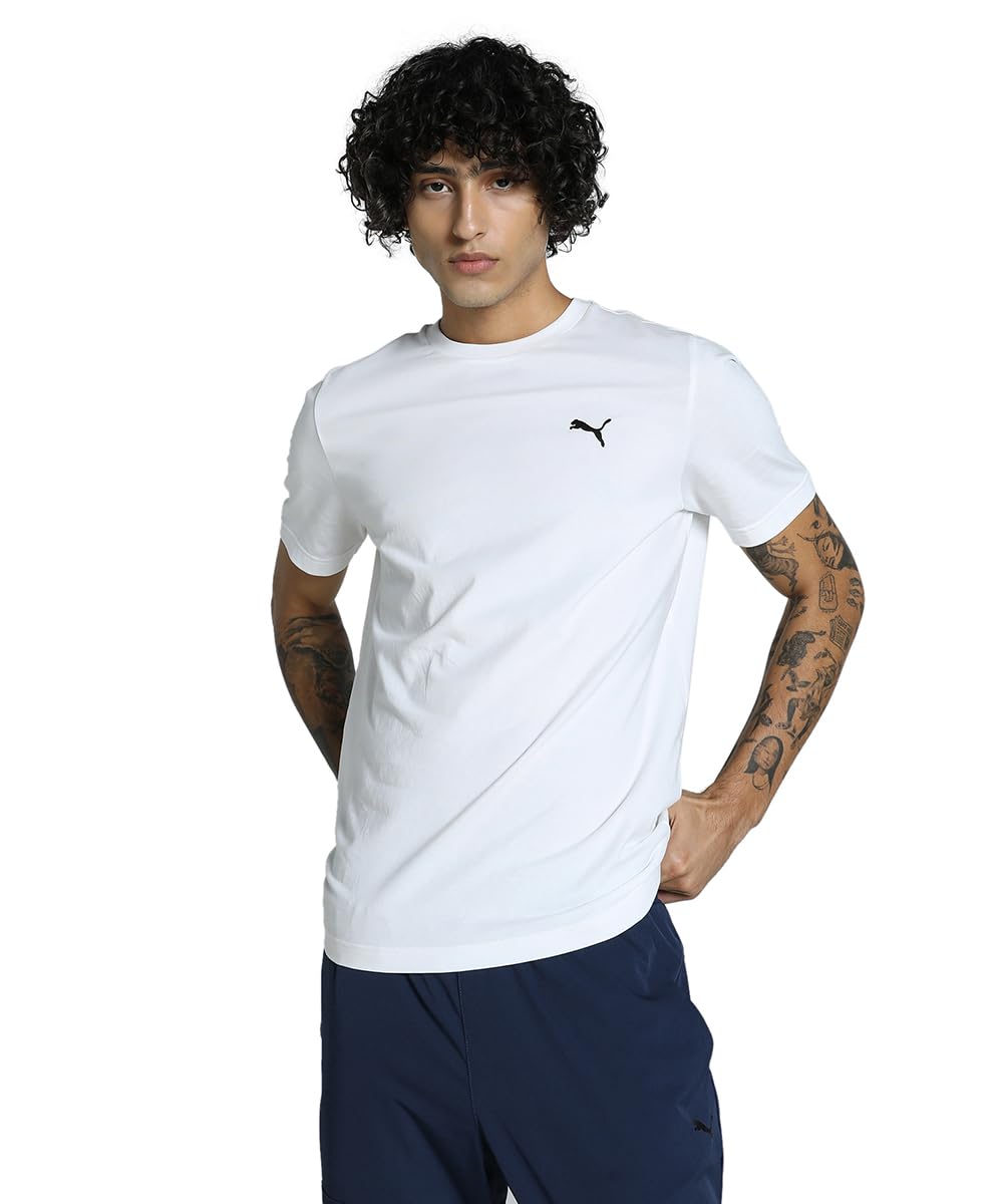 PUMA Mens ESS Small Logo Tee Tees, PUMA White, L